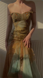 Niulatu Off The Shoulder Chiffon Tulle Prom Dress Long Mermaid Evening Dress HZ1007