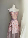 Niulatu Pink A-line Prom Dress Pink Evening Gown HZ1007