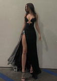 Niulatu Black and Silver Long Prom Dress Charming Evening Dress HZ1007