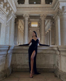 Niulatu Black Sweetheart Neckline Prom Dress Black Evening Gown Pageant Dress HZ1007