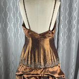 Niulatu Satin Beaded Ruched Evening Dress Memaid Prom Dress HZ1007