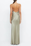 Niulatu V Neck Yellow Satin Evening Dress Long Prom Dress HZ1007