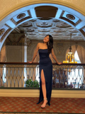 Niulatu Pure Color Sheath Evening Dress With Split HZ1007