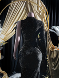Niulatu Sequins Rhinestone Applique Long Sleeve Mermaid Prom Dress Evening Dress HZ1007