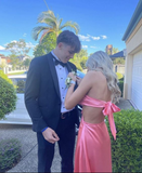 Niulatu Pink Sweetheart Backless Long Prom Dress HZ0113
