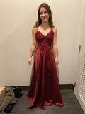 Niulatu Burgundy A-line Evening Dress Burgundy Graduation Dress HZ1007