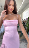 Niulatu Mermaid Spaghetti Strap Sequin Ruffle Long Prom Dress 16th Birthday Dress with Slit HZ0113