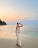 Niulatu satin beach evening dresses for women HZ1007