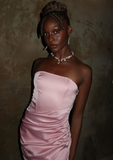 Niulatu Elegant Mermaid Evening Dress Strapless Pleated Prom Dress HZ1007