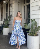 Niulatu Print Floral Long Prom Dress Evening Gown HZ0113