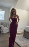 Niulatu Burgundy Prom Dress Sheath Evening Dresses HZ1007