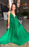 Niulatu Spaghetti Straps Pleated V Neck Party Prom Dress A Line Evening Gown HZ1007