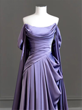 Niulatu Purple Satin Long Prom Dress Purple Evening Dress HZ1007