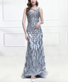 Niulatu Luxury Gray O Neck Sexy Mermaid Formal Evening Dress HZ1007