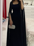 Niulatu Black Long Sleeves Prom Dress Black Evening Dress HZ1007