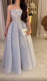 Niulatu Strapless A-line Evening Dress With Appliques HZ1007