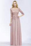 Niulatu Floor Length Half Sleeves Appliques Bridesmaid Dresses with HZ1007