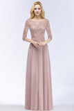 Niulatu Floor Length Half Sleeves Appliques Bridesmaid Dresses with HZ1007