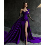 Niulatu Line Lace Appliques High Split Black Long Prom Formal HZ1007