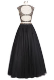Niulatu Two-piece Floor Length Sleeveless Plus Size Crystals Patterns Prom HZ1007