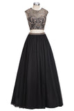 Niulatu Two-piece Floor Length Sleeveless Plus Size Crystals Patterns Prom HZ1007