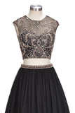 Niulatu Two-piece Floor Length Sleeveless Plus Size Crystals Patterns Prom HZ1007