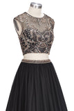 Niulatu Two-piece Floor Length Sleeveless Plus Size Crystals Patterns Prom HZ1007