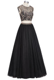 Niulatu Two-piece Floor Length Sleeveless Plus Size Crystals Patterns Prom HZ1007
