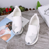 Niulatu Comfort Creepers Bling Loafers Silver Platform Shoes Woman Slip On Swing Women Flats Shoes Zapatos De Mujer DJSE