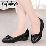 Niulatu Shoes Women Wedges Heels Patent Leather Black Shoes Work Ladies Shoes Fashion Designer Elegant Slip on Zapatos DJSE