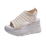 Niulatu Quality Women Sandals 2025 New Summer Wedges Platform Shoes High Heels Mesh Breathable Sneakers Sport Sandals Slippers DJSE