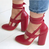 Niulatu Women Pumps Plus Size 35-43 Women Heels Chaussures Femme Gladiator Summer High Heels For Party Wedding Shoes Women Thick Heels DJSE