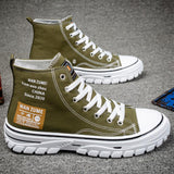 Niulatu Men's Canvas Shoes High Top Flat Shoes for Men Black White Sneakers Non-slip Shoes Canvas Sneakers Sneakers for Men Casual Shoes DJSE