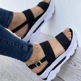 Niulatu Women Sandals Fashion Ladies Platform Sandals Woman Summer Sandals Buckle Non-Slip Beach Sandals Women Wedge Shoes DJSE
