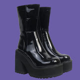 Niulatu Goth Punk Women Boots Fashion Zip Ankle Boots Big Size 43 Trendy Design Luxury Comfy High Heels Female Shoes DJSE