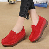 Niulatu Women Flat Platform Loafers Ladies Elegant Suede Leather Moccasins Shoes Woman Slip On Moccasin Women's Blue Casual Shoes DJSE