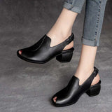 Niulatu Women's Sandals Summer New Open Toe Shoes Fashion Middle Heel Mom Shoes Sexy Versatile Fish Mouth Shoes Women Shoe DJSE