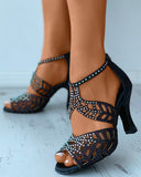 Niulatu Summer Fashion Shoes of Women Fashion Stiletto Rhinestone Hollow Fish Closed Toe Sexy Dance Shoes Plus Size Ladies Sandals DJSE