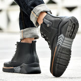 Niulatu Men Boots Elevator Shoes Height Heightening Man Increase Insole 7cm Leather Motorcycle Winter Fashion DJSE