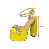 Niulatu Women Pumps Super High Heels Plus Size Crystal Female Sexy Sandals Butterfly Knot Fashion Platform Ladies Summer Shoes New 2025 DJSE