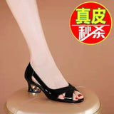Niulatu Thick Heel Hollow Korean Women's Single Shoes Sandals Outdoor Women's Fish Mouth Sandals zapatos de mujer Adult DJSE
