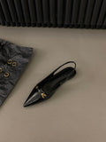 Niulatu Black Baotou Sandals Fairy Shoes 2025 New Spring And Summer Pointed Diamond Single Shoes DJSE