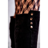 Niulatu Women Long Boots Winter Black Solid Suede Warmed Ladies High Boots Wide Heels Autumn Fashion Mature Concise Round Toe Shoes DJSE