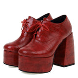 Niulatu Brand Ladies Pumps Solid Lace Up High Heel Platform Large Size 48 Mature Elegant Top Quality Spring Shoes Woman DJSE