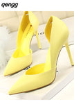 Niulatu Pumps Thin Heels Solid Women Pumps Sexy 10.5cm High Heels Pointed Toe Wedding Shoes Female DJSE