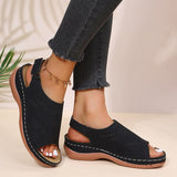 Niulatu Summer Women Platform Rome Sandals PU Leather Wedges Beach Sandalias Woman Open Toe Solid Casual Shoes Plus Size 43 DJSE