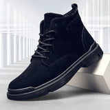Niulatu Men's High Top Work Shoes Fashion Boots Men's Casual Tooling Shoes Zapatos De Hombre Platform Boots Men Black Shoes for Men DJSE