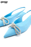 Niulatu Women Flat Shoes Summer Fashion Flower Flat Lady Shoes Back Strap Lazy Pointy Luxury Low Heel Flat Sandals DJSE
