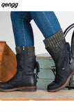 Niulatu Women Winter Mid-Calf Boots Flock Winter Shoes Ladies Fashion Snow Boots Shoes Thigh High Suede Warm Botas Zapatos De Mujer DJSE