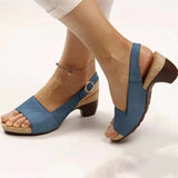 Niulatu Toe Flip Flop Beach Women's Sandals Plus Size Women's Shoes Buckle Strap Women Shoes Thick High Heels Sandals Rear Band DJSE